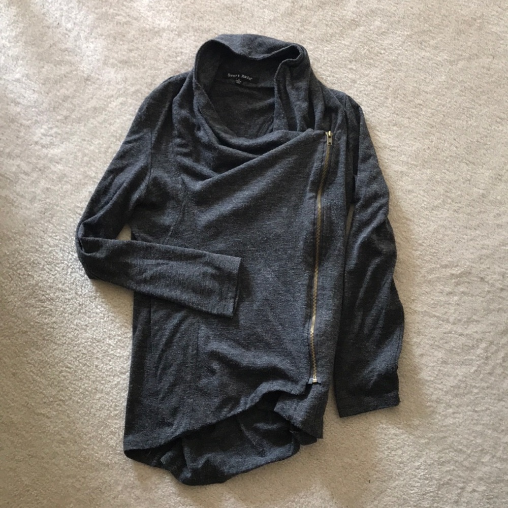 Asymmetrical zippered cardigan